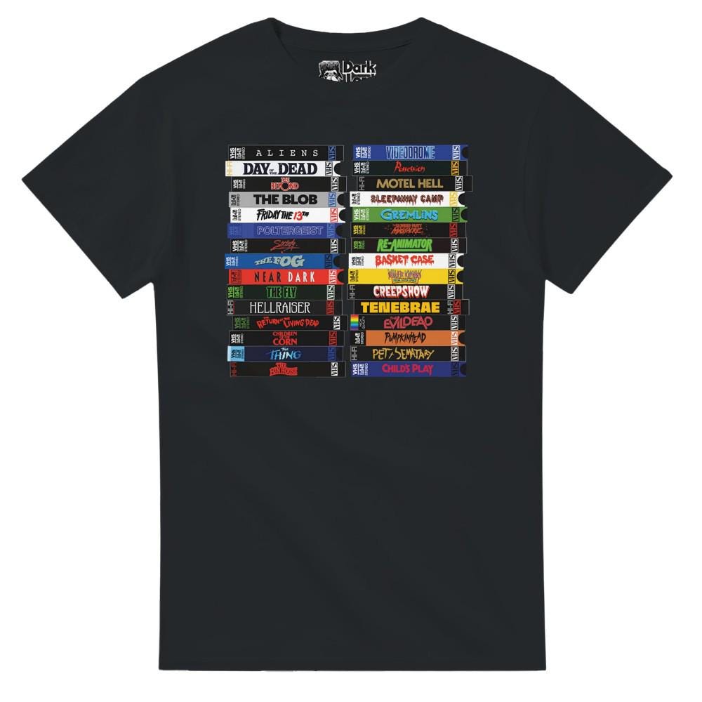 VHS 80s Horror Movie Stacks T-Shirt